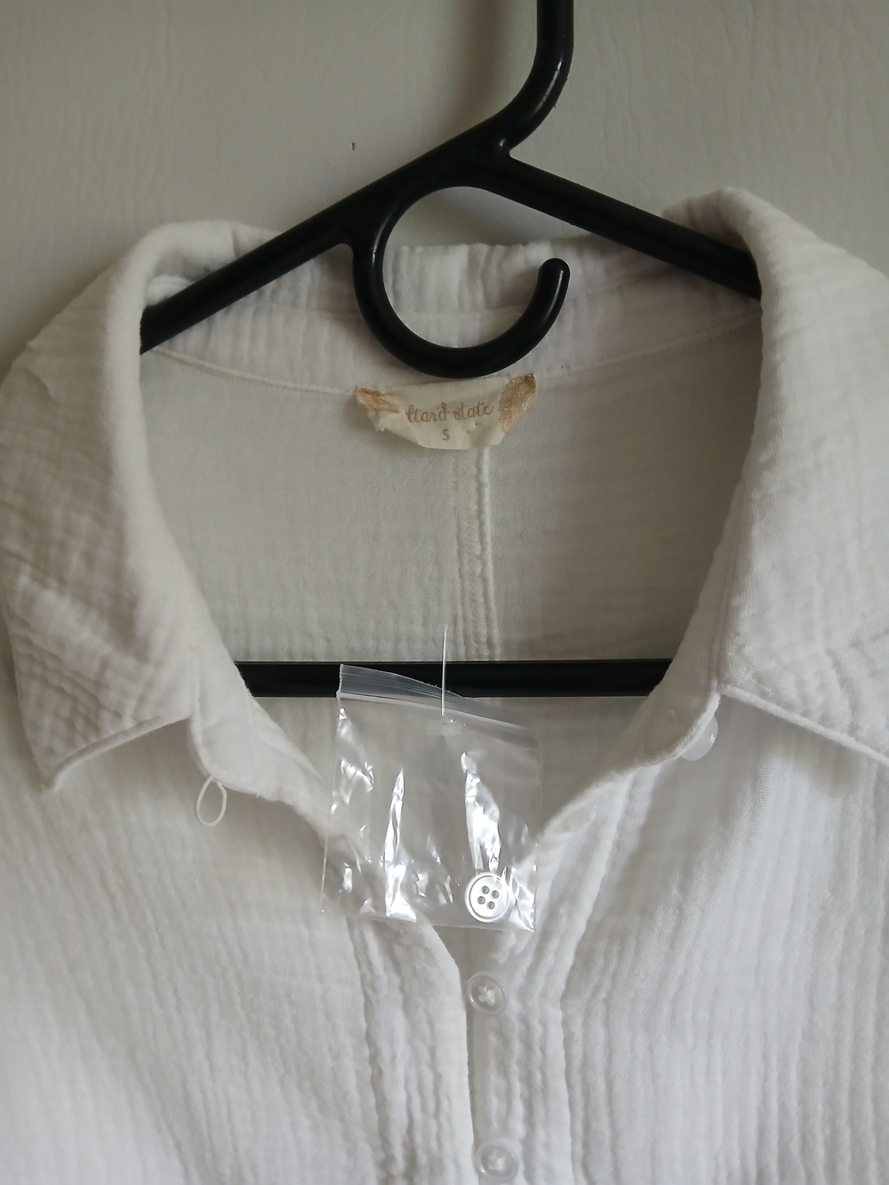 Altar'd State White Cotton Gauze Button-Up Oversized Blouse Frayed Hem - Picture 2 of 15